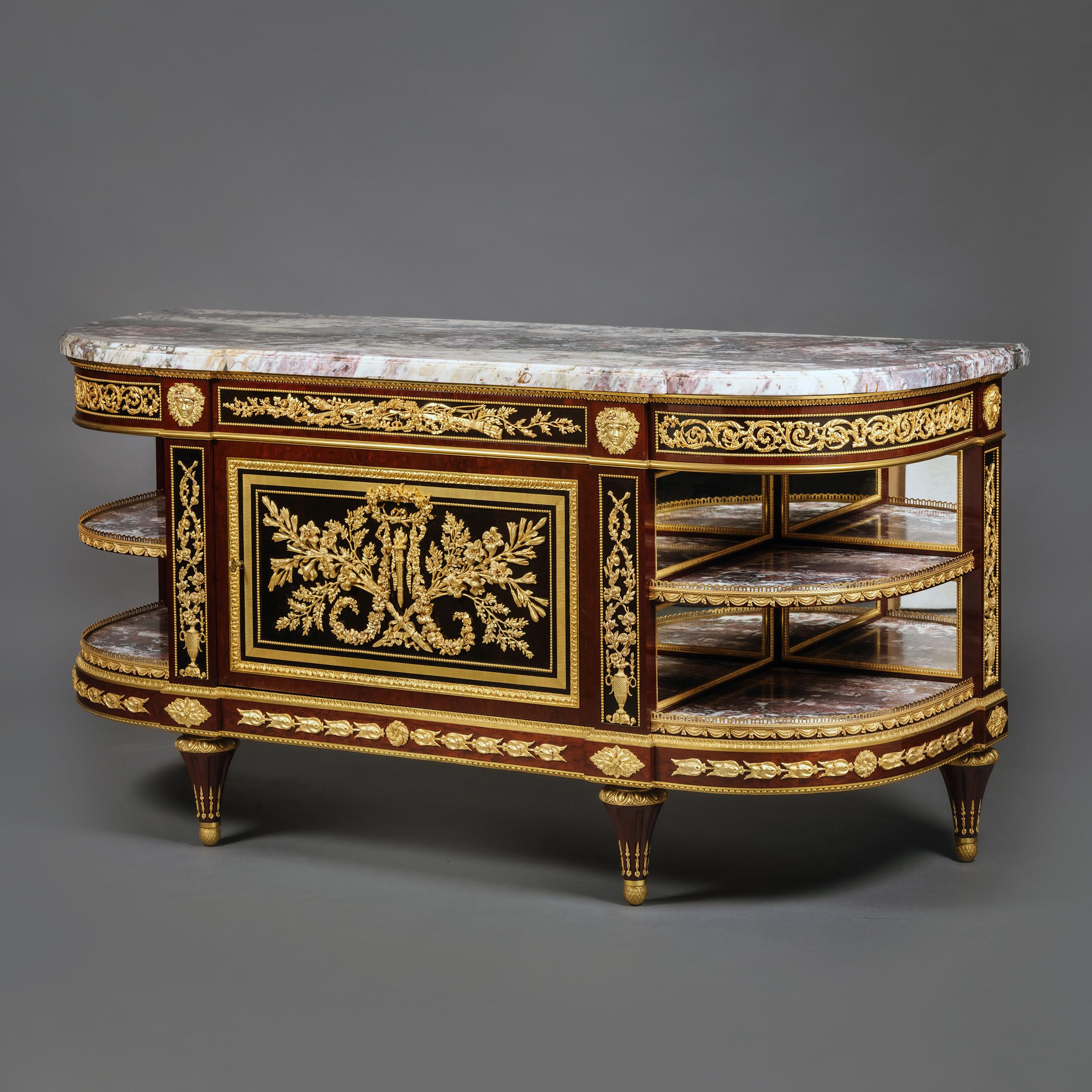 19th Century A Louis XVI Style Gilt-Bronze Mounted Mahogany and Ebonised Commode à l'Anglaise For Sale
