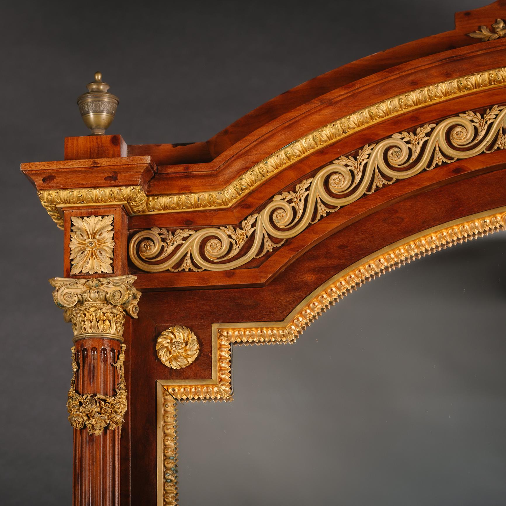 19th Century A Louis XVI Style Gilt-Bronze Mounted Mahogany Mirror For Sale