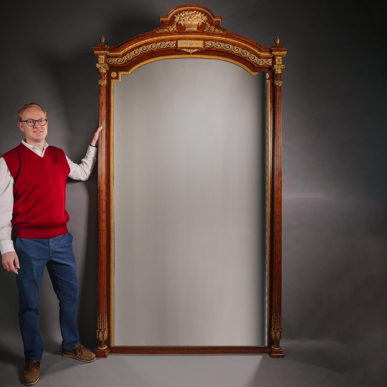 Ormolu A Louis XVI Style Gilt-Bronze Mounted Mahogany Mirror For Sale