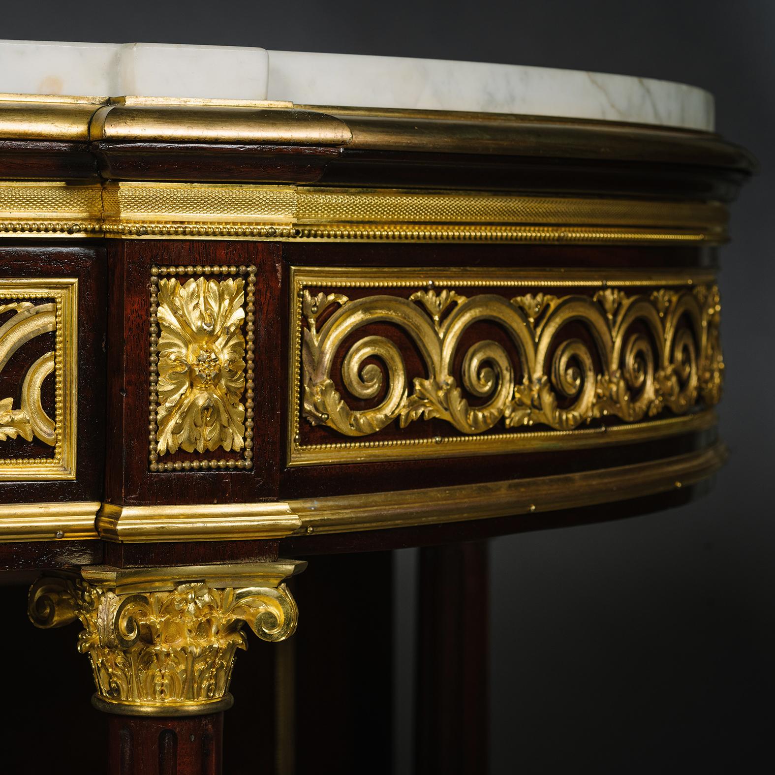 French A Louis XVI Style Gilt-Bronze Mounted Three-Tier Console Desserte For Sale