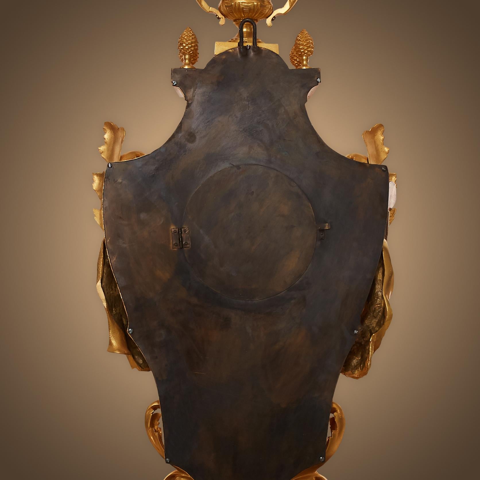 Louis XVI style gilt bronze Quarter Striking Cartel Clock 2