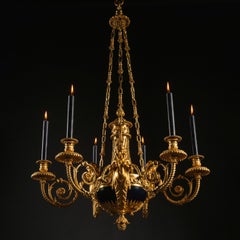 Louis XVI Style Gilt-Bronze Six-Light Chandelier 'Aux Termes'