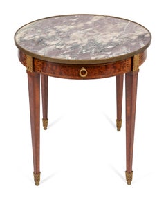 Louis XVI Style Inlaid and Marble-Top Bouillotte Table