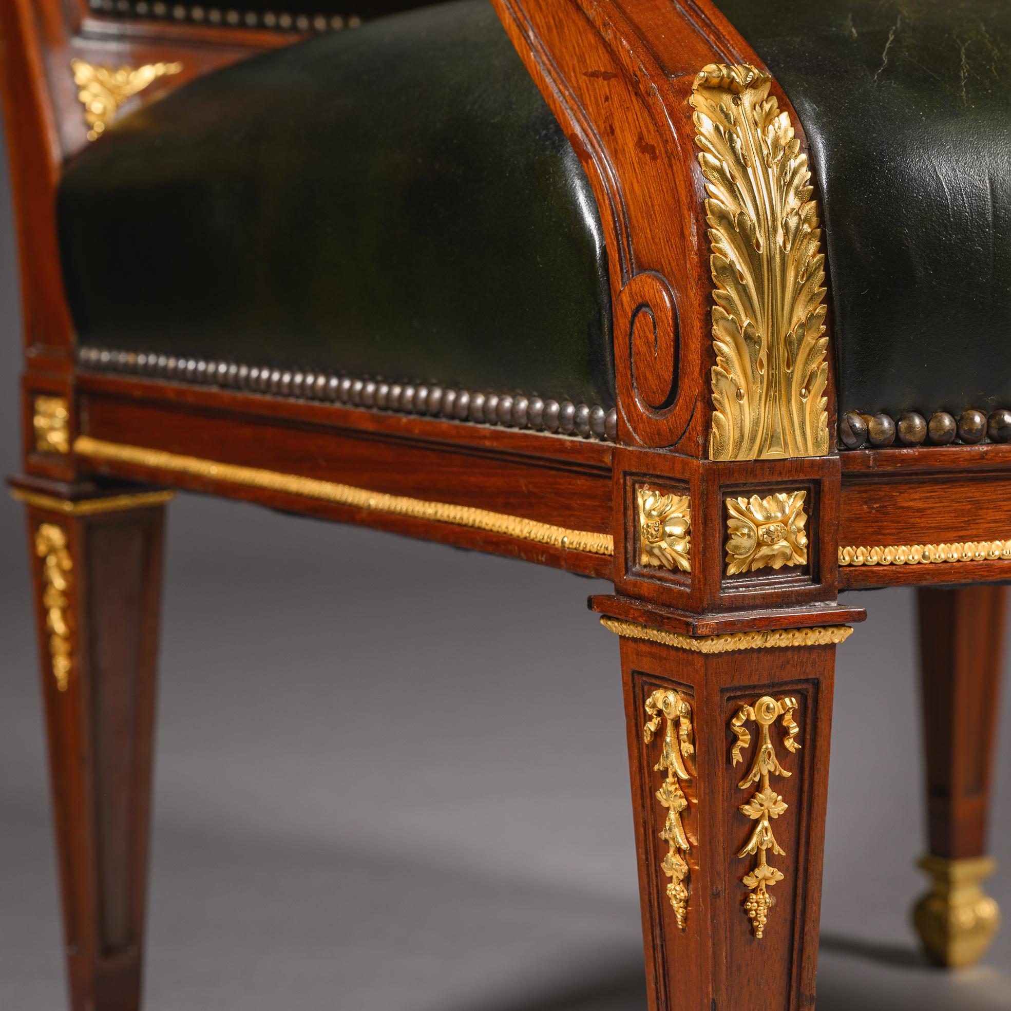 Leder-Schreibtischstuhl im Stil Louis XVI im Zustand „Gut“ im Angebot in Brighton, West Sussex