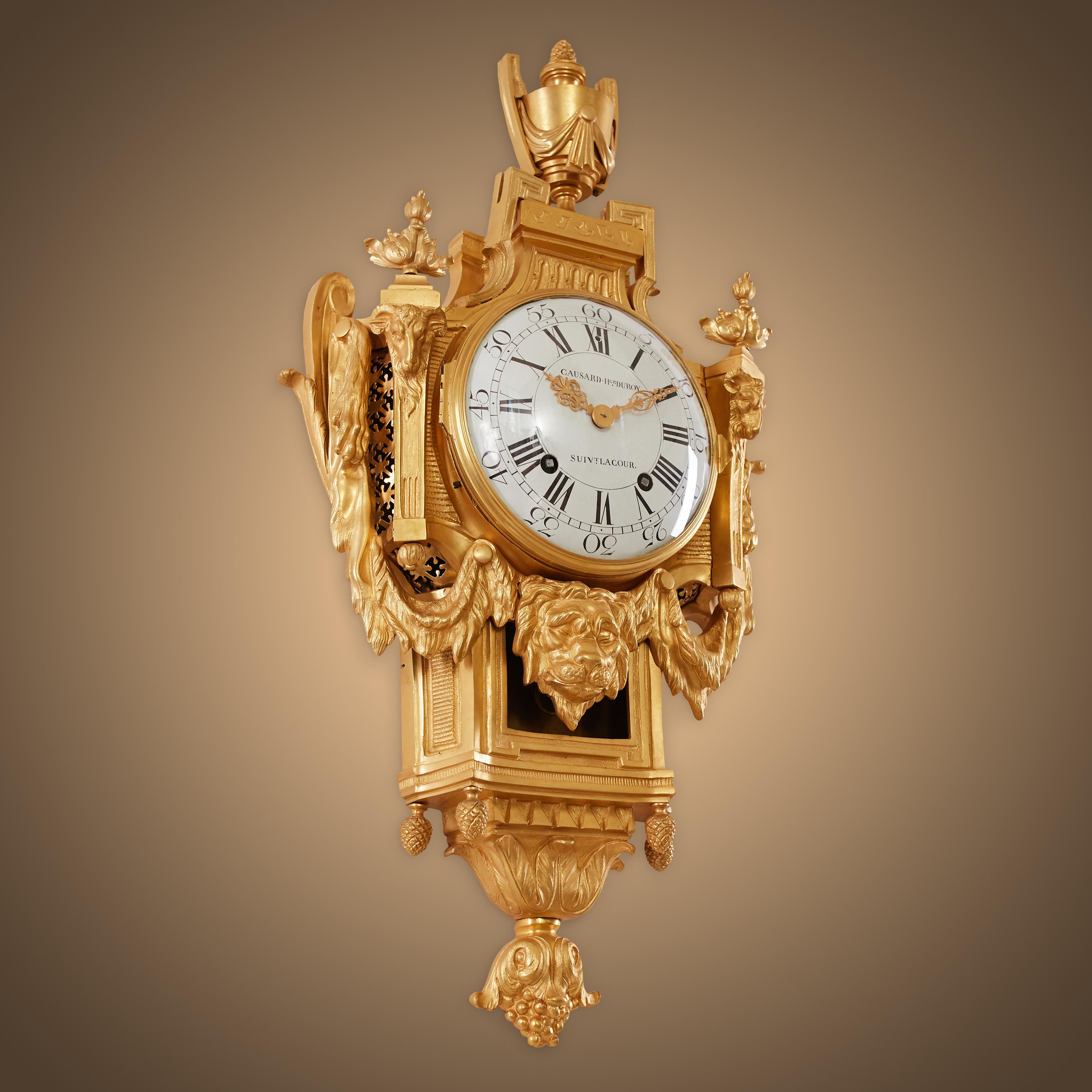 18th Century and Earlier Louis XVI Style Lion Mask Wall Clock For Sale