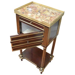 Louis XVI Style Mahogany and Gilt Bronze Marble topped Humidor and Side Table