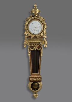 Reloj y barómetro de caoba estilo Luis XVI, según Carlin, hacia 1870