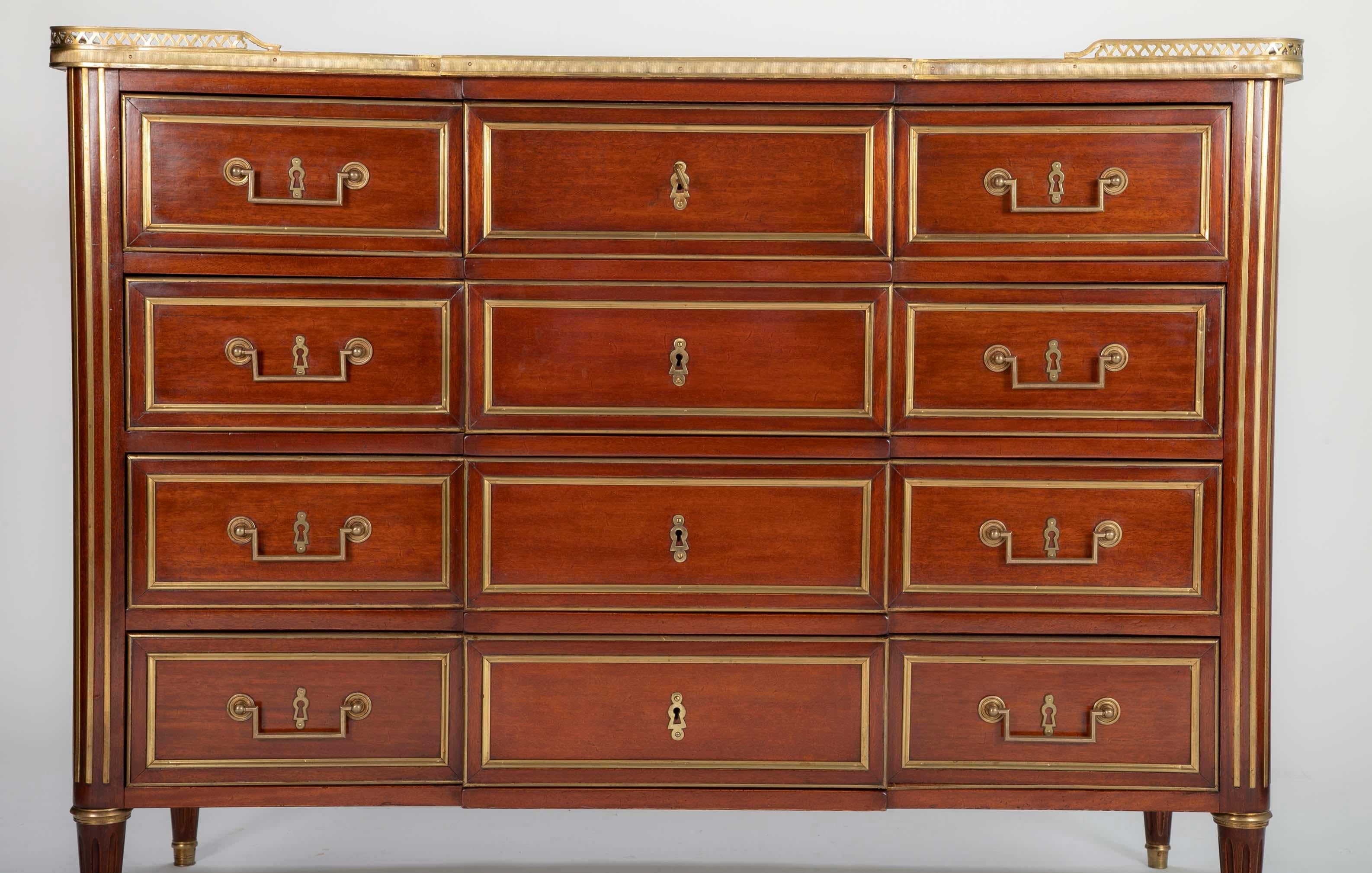 French Louis XVI Style Mahogany Chest of Drawers For Sale