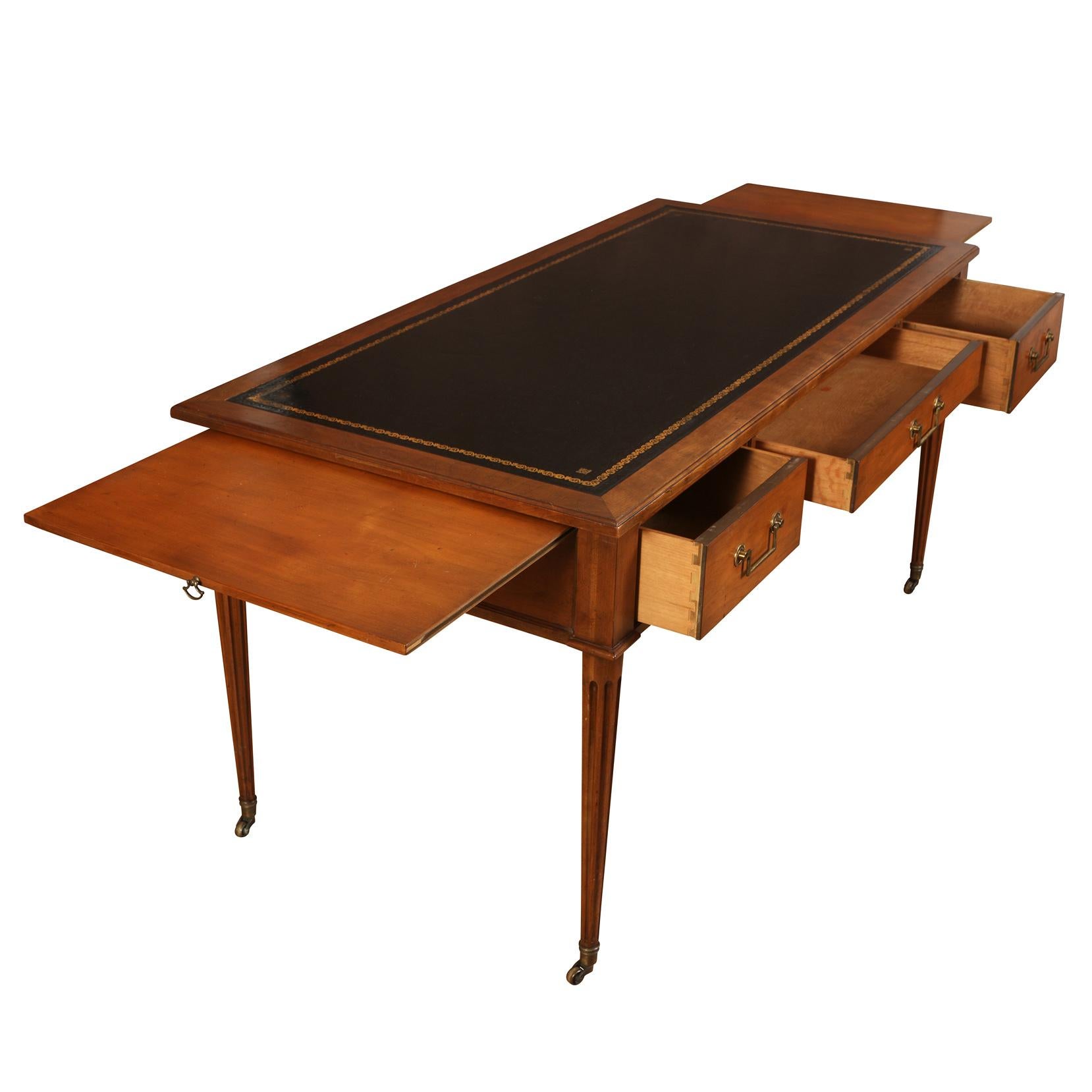 20th Century A Louis XVI Style Mahogany Desk with Leather Top