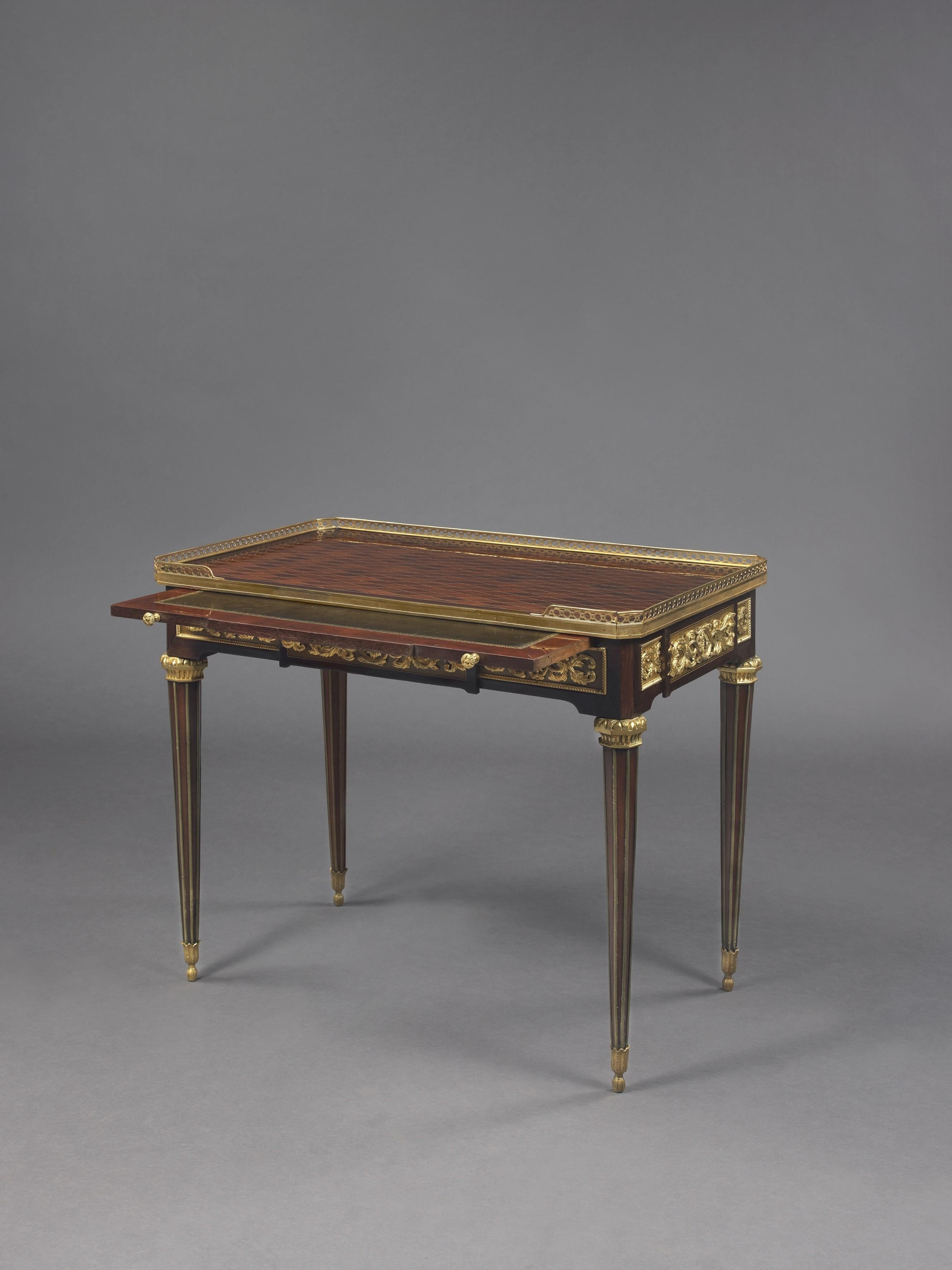 French Louis XVI Style Mahogany Gilt Bronze Centre Table by Paul Sormani, circa 1890 For Sale