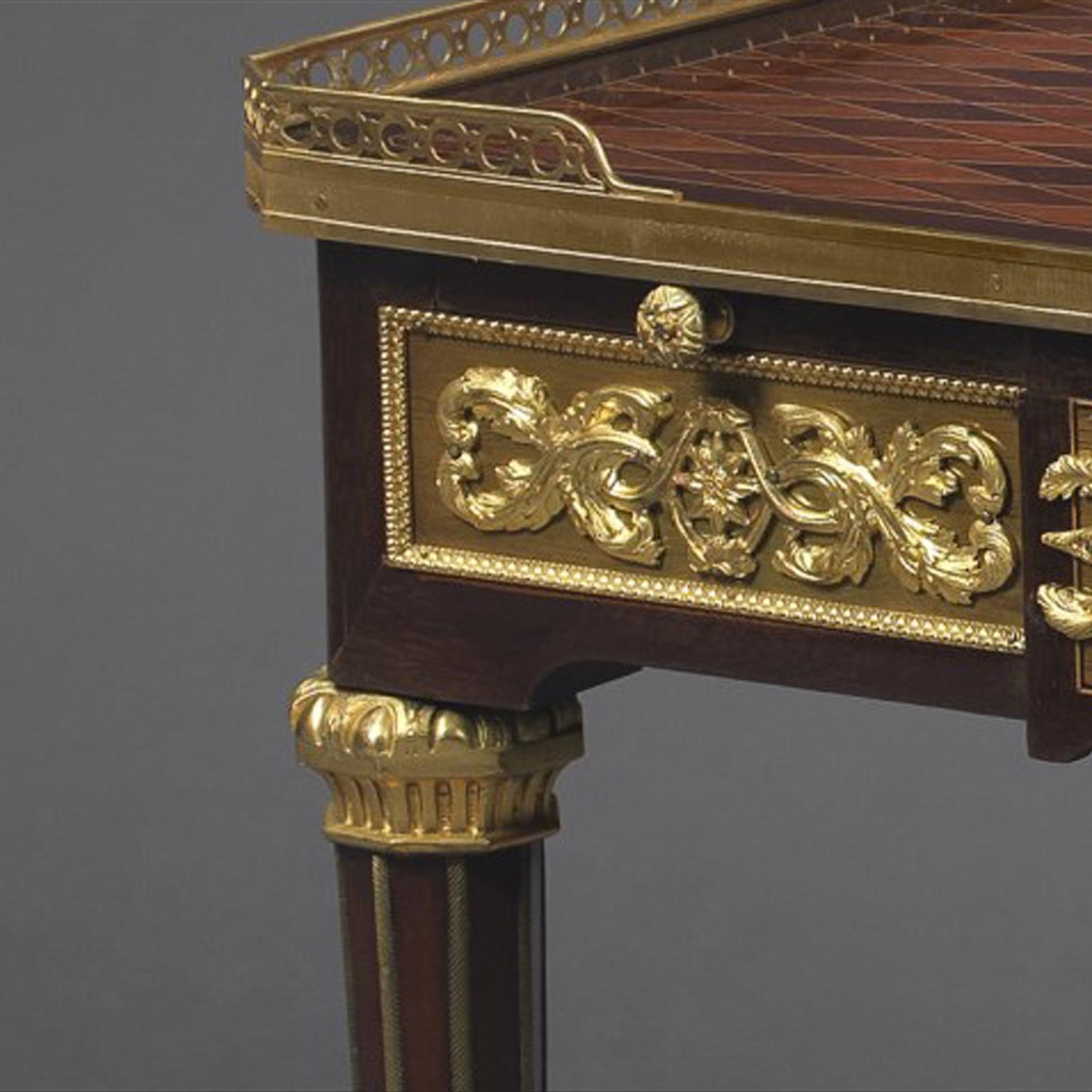 19th Century Louis XVI Style Mahogany Gilt Bronze Centre Table by Paul Sormani, circa 1890 For Sale