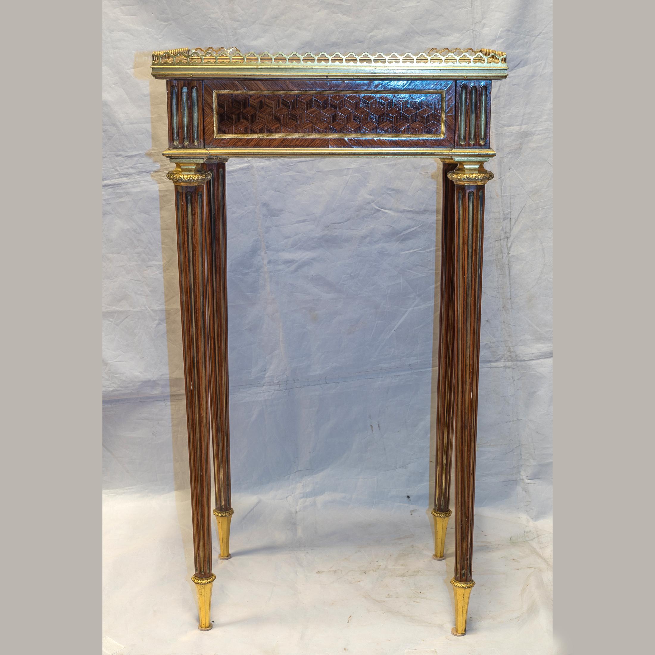 French Louis XVI-Style Mahogany Side Table by Zwiener For Sale