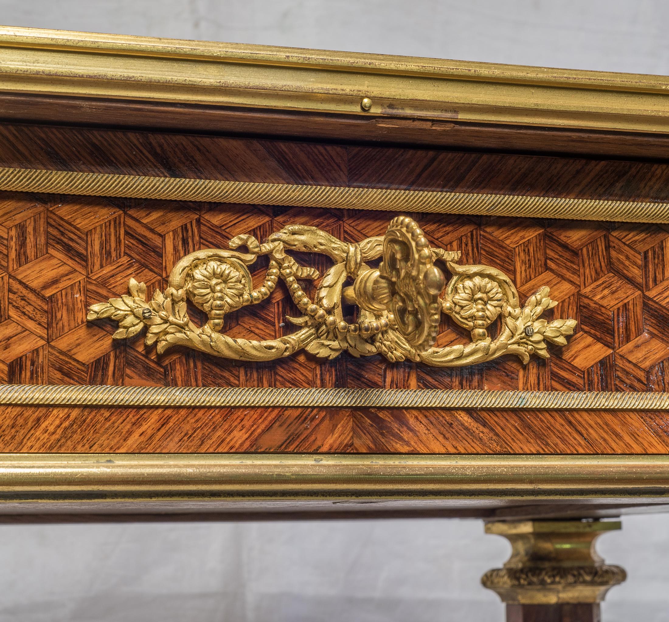 Bronze Louis XVI-Style Mahogany Side Table by Zwiener For Sale