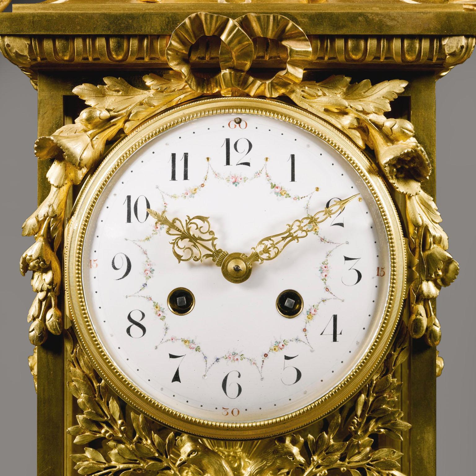 French A Louis XVI Style Mantel Fine Gilt-Bronze Clock by François Linke For Sale