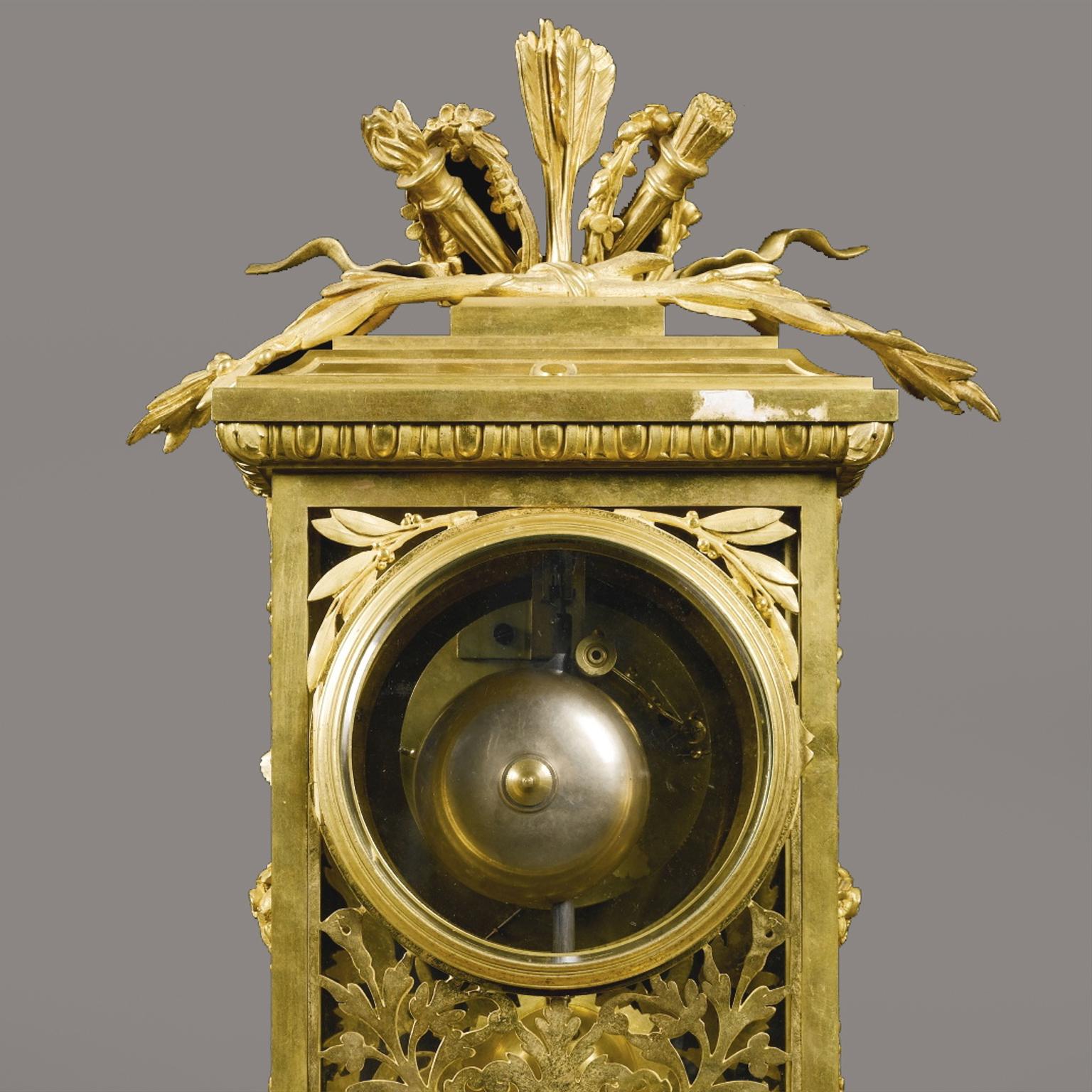 A Louis XVI Style Mantel Fine Gilt-Bronze Clock by François Linke In Good Condition For Sale In Brighton, West Sussex