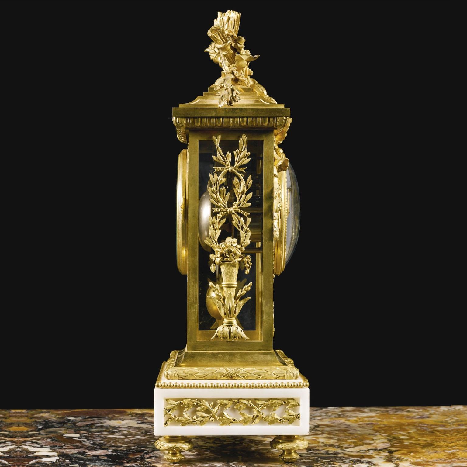 19th Century A Louis XVI Style Mantel Fine Gilt-Bronze Clock by François Linke For Sale