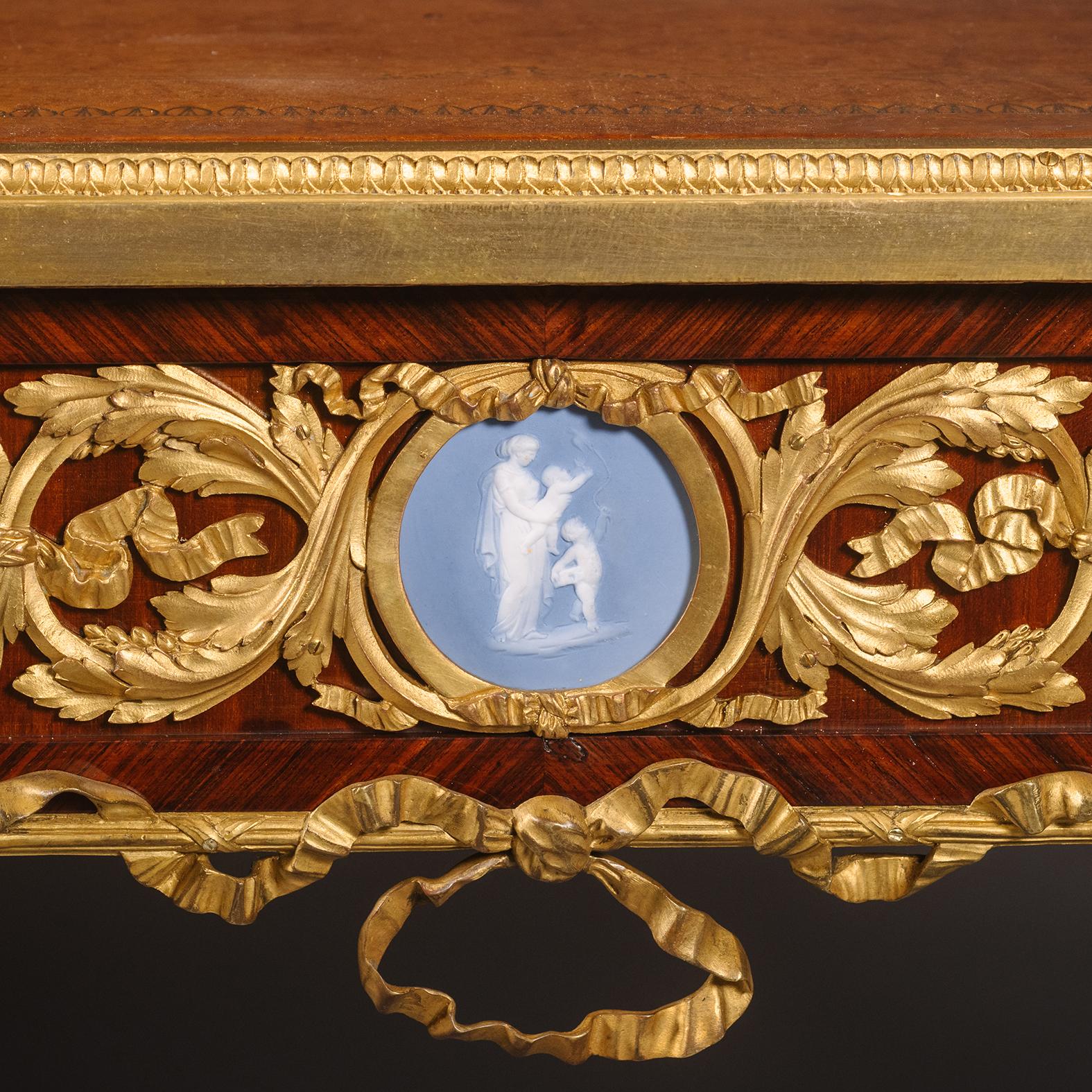 A Louis XVI Style Parquetry Inlaid Writing Table By Emmanuel Zwiener In Good Condition For Sale In Brighton, West Sussex