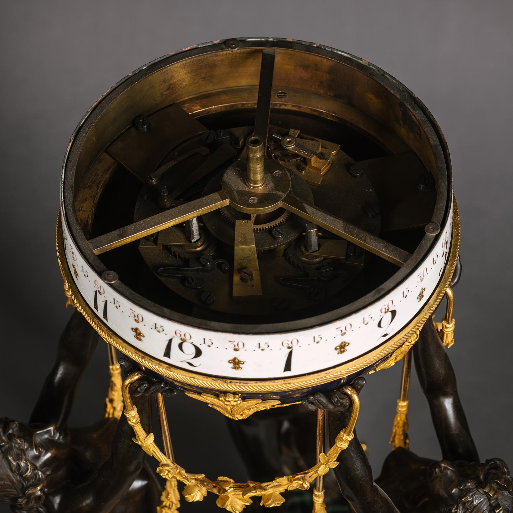 Bronze Horloge sphérique des trois Grâces de style Louis XVI par Beurdeley en vente