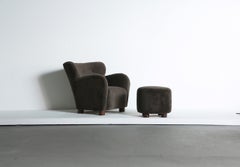 Fauteuil de salon/fauteuil et ottoman, tapissés en pure alpaga