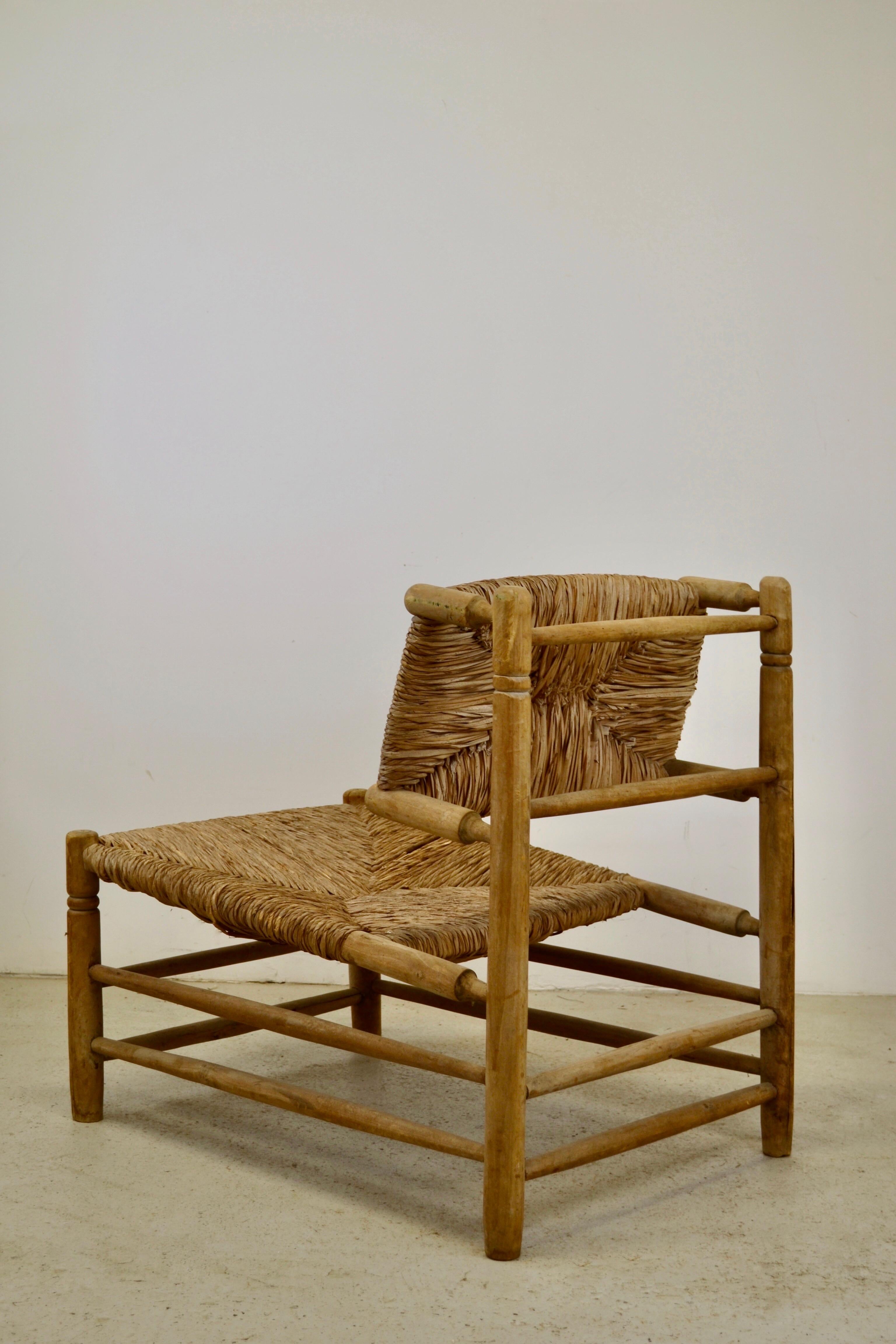 French Provincial A lounge chair from France - Straw and wood - 1950s