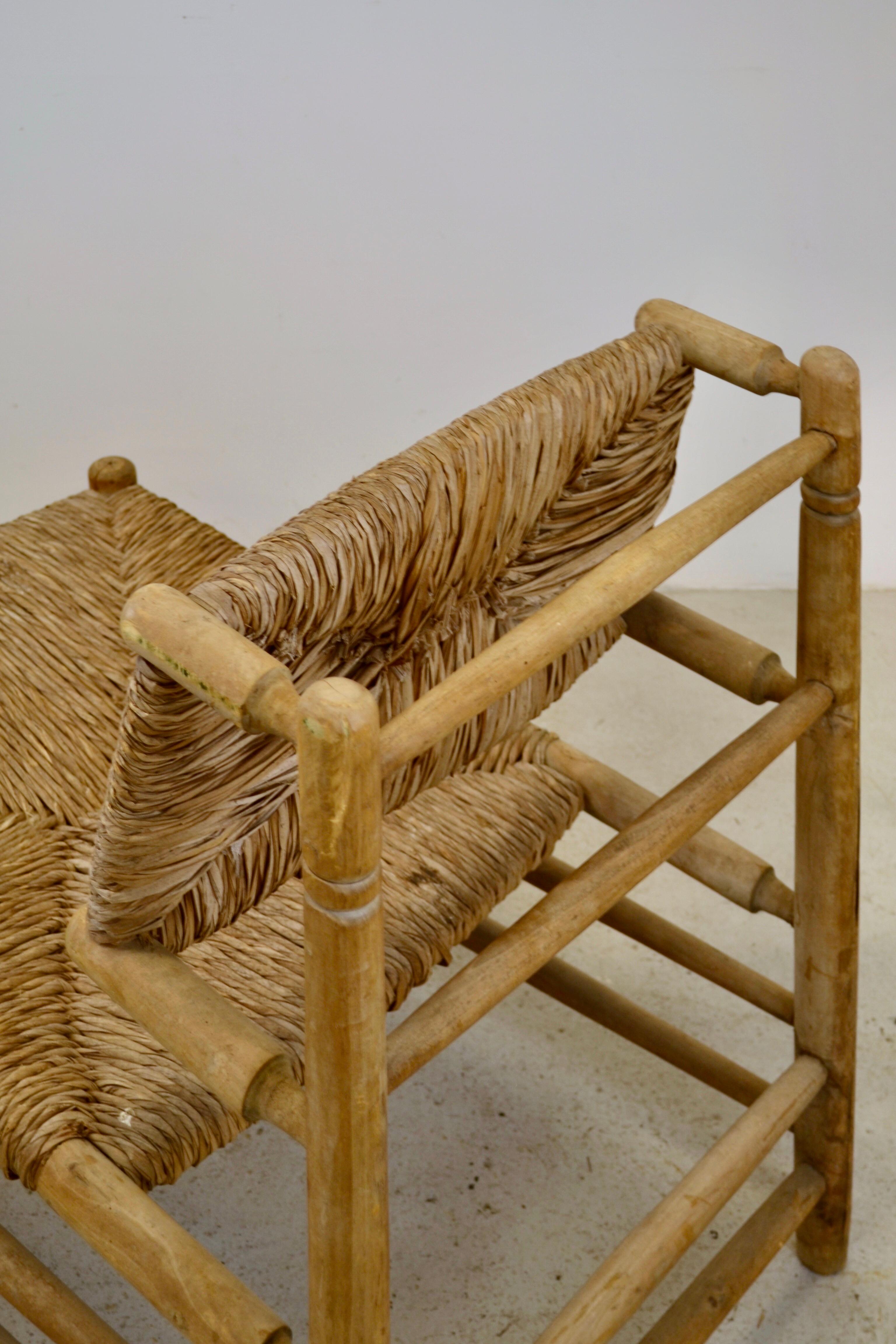 A lounge chair from France - Straw and wood - 1950s In Good Condition In SOTTEVILLE-LÈS-ROUEN, FR