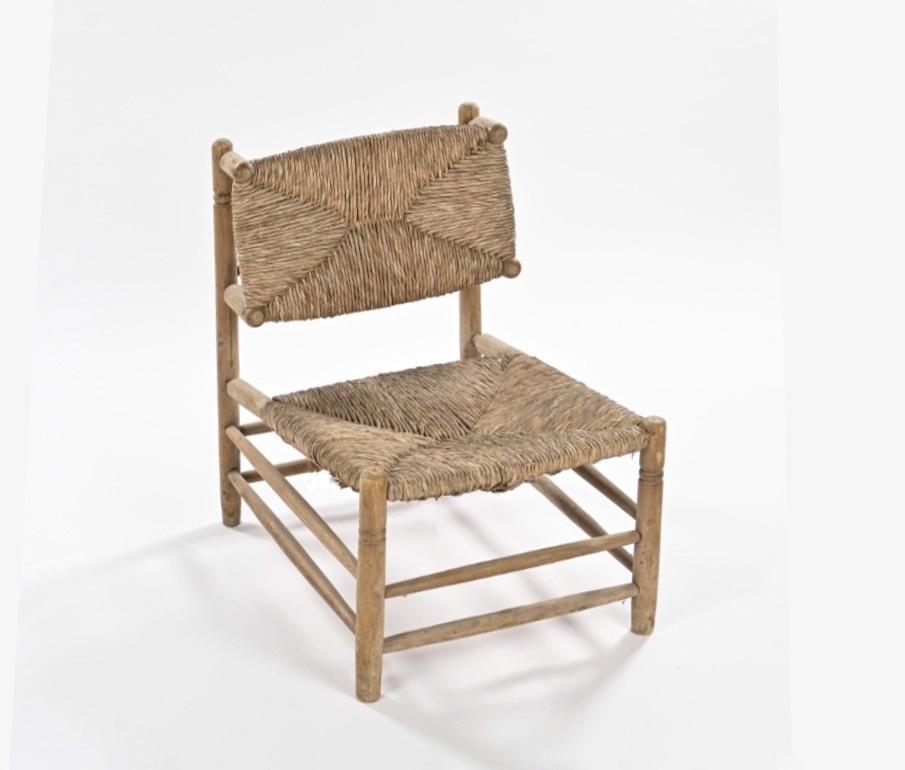 A lounge chair from France - Straw and wood - 1950s 1