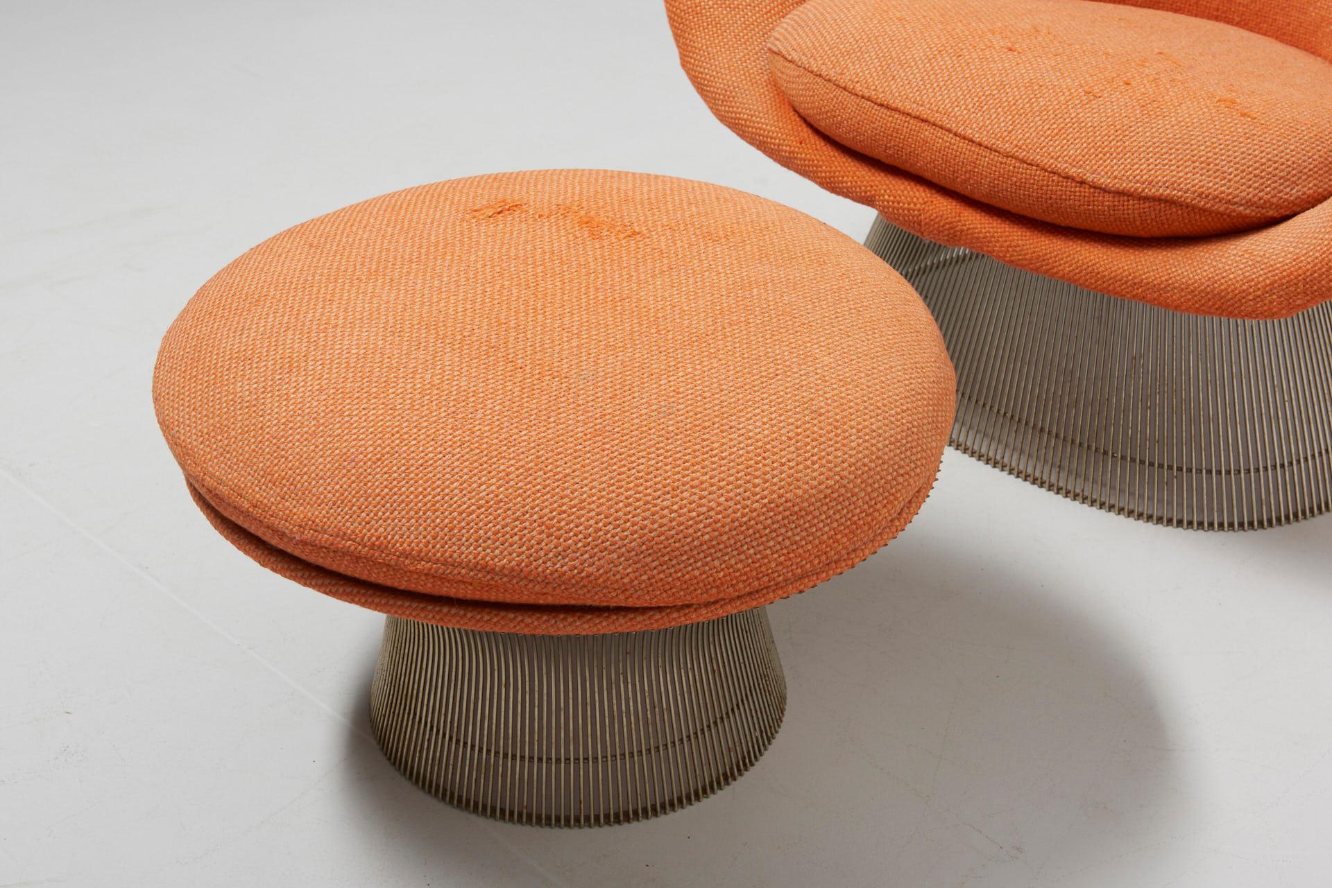 Mid-20th Century Lounge Chair with Ottoman, Warren Platner For Sale