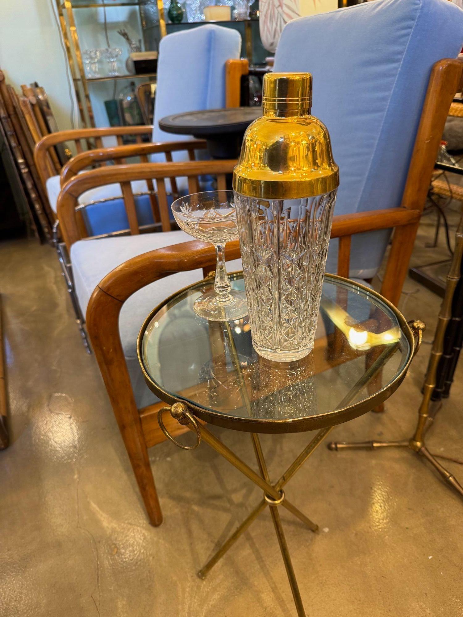 A lovely 1950s Fontana Arte style solid brass tripod martini table 3