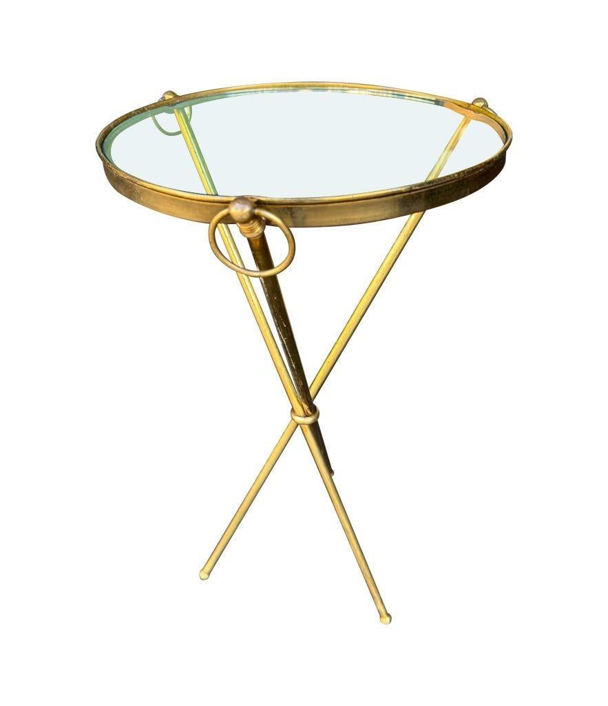 A lovely 1950s Fontana Arte style solid brass tripod martini table 4