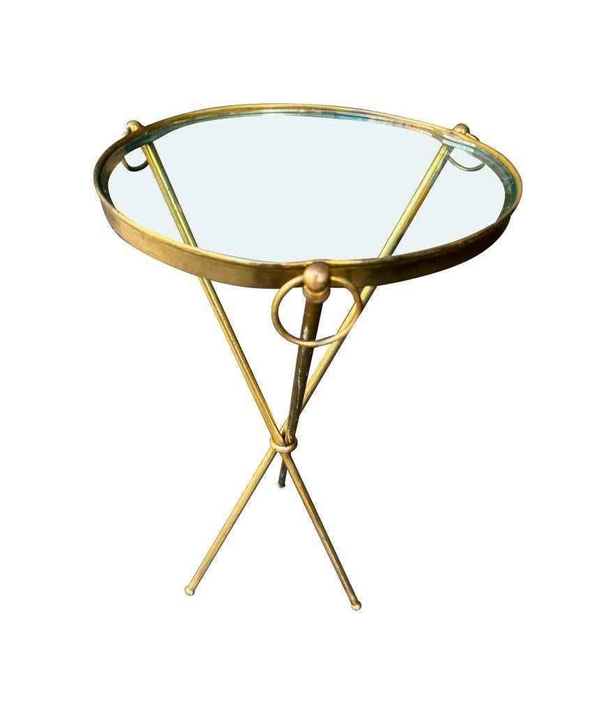 Mid-Century Modern A lovely 1950s Fontana Arte style solid brass tripod martini table