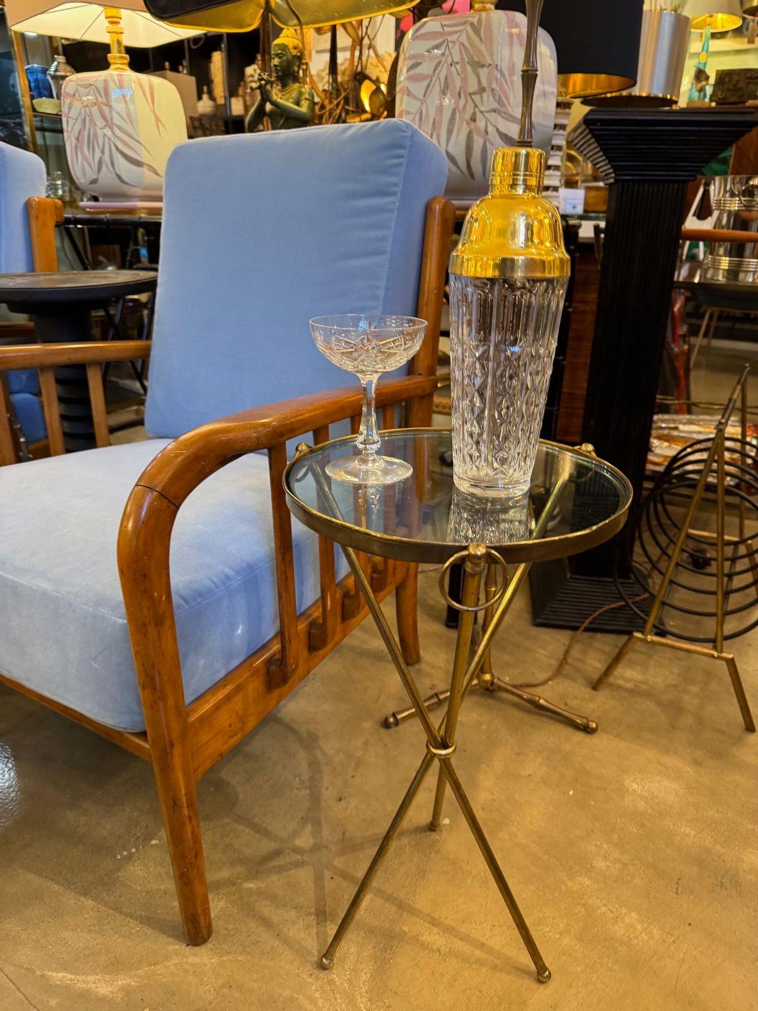 Italian A lovely 1950s Fontana Arte style solid brass tripod martini table