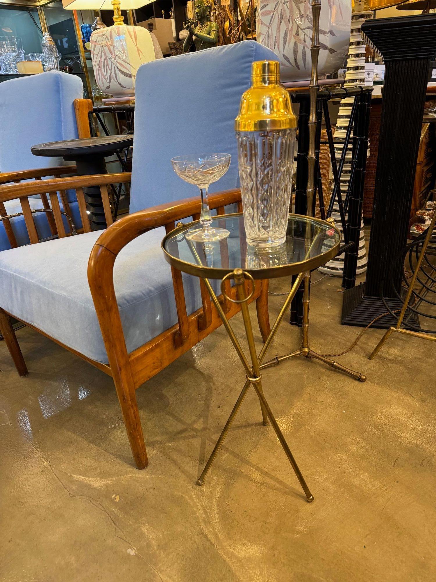 Mid-20th Century A lovely 1950s Fontana Arte style solid brass tripod martini table