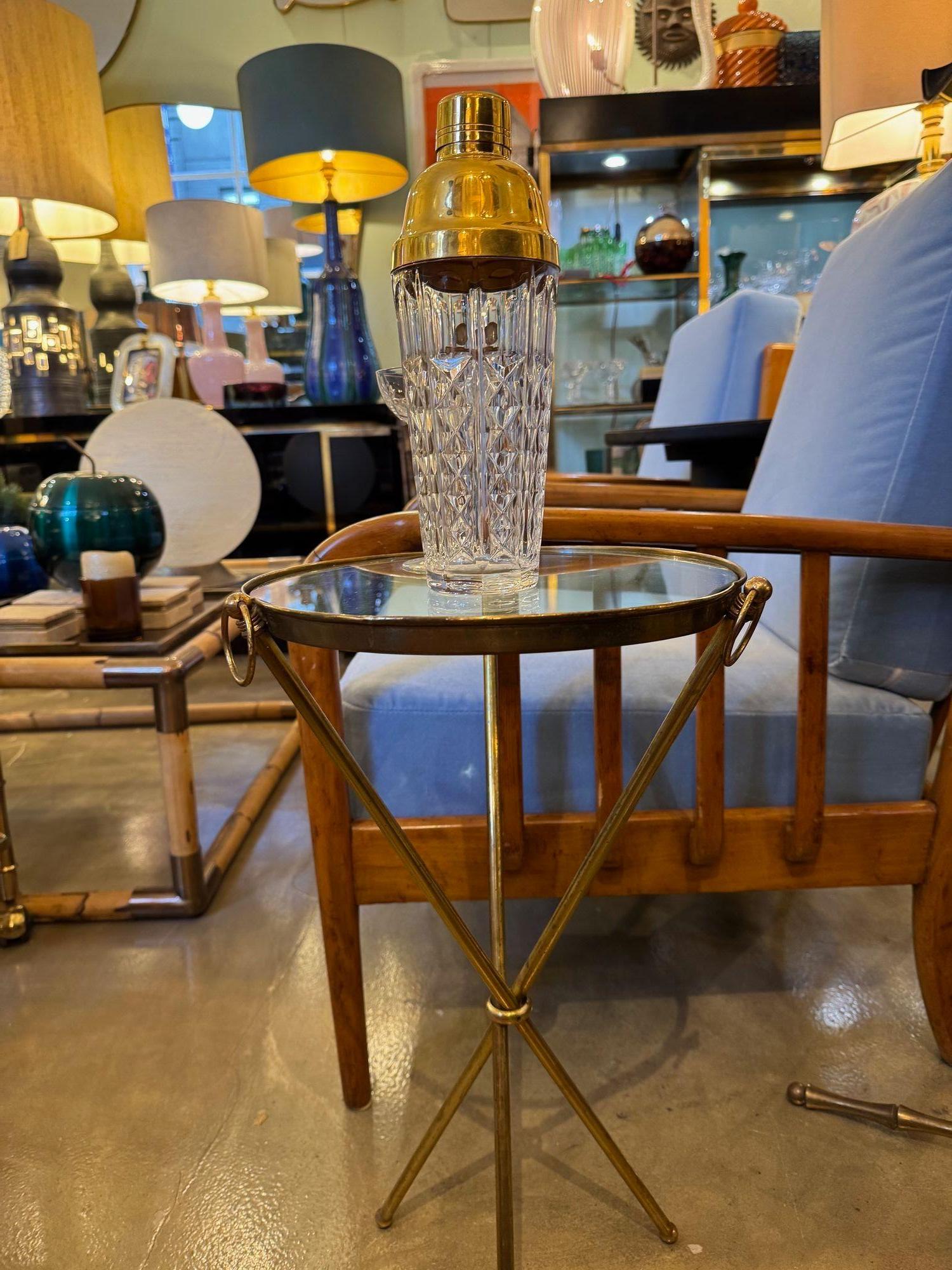 A lovely 1950s Fontana Arte style solid brass tripod martini table 1