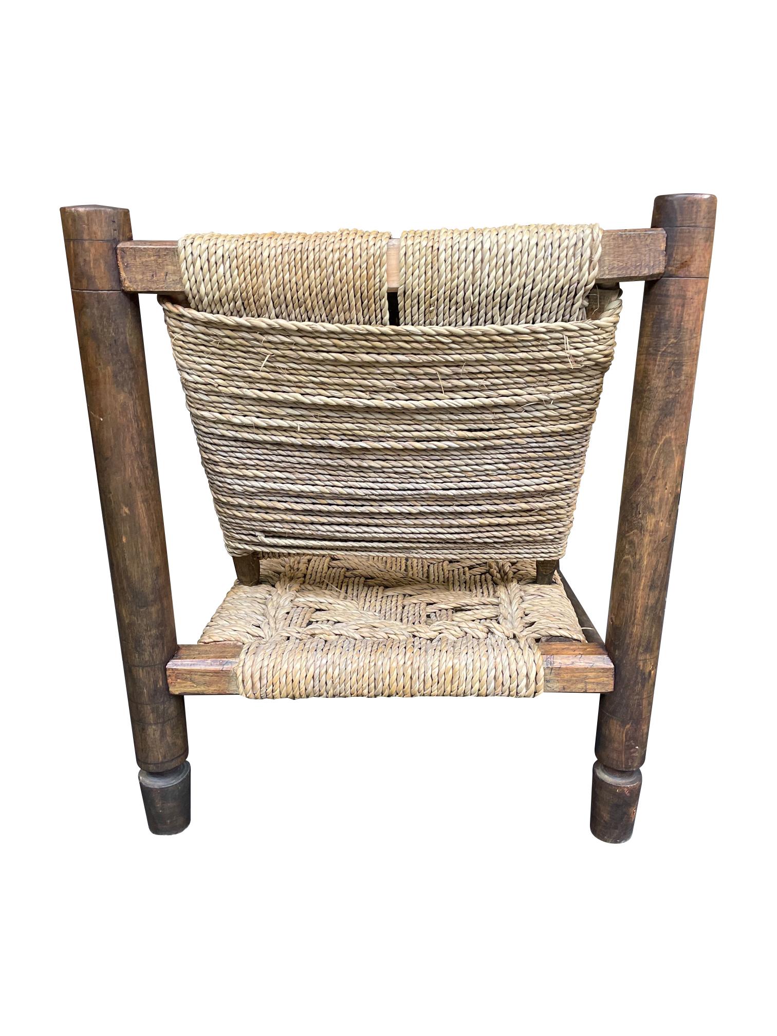 Lovely 1950s Rustic French Rope and Wood Chair by Audoux and Minet 7