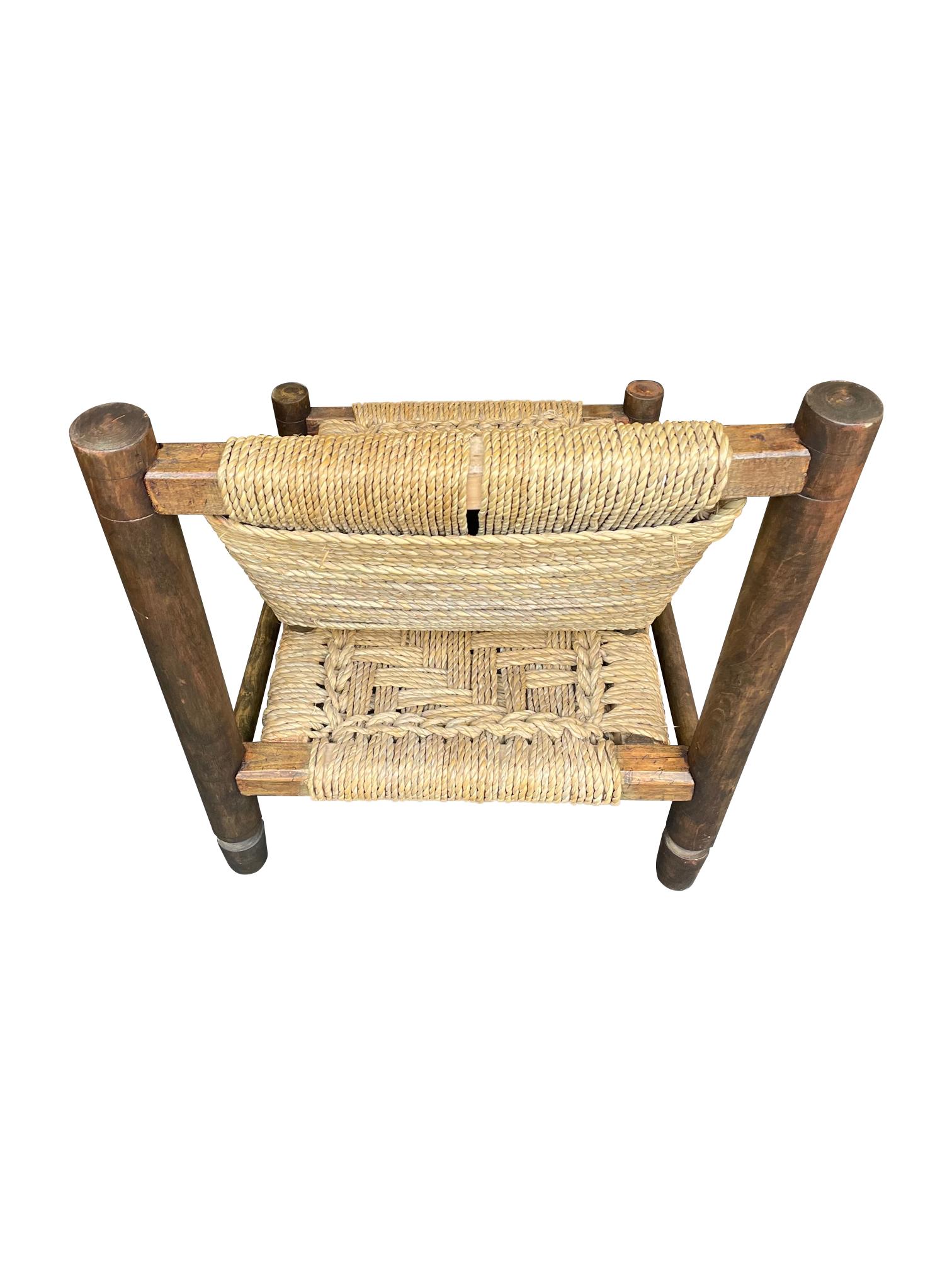 Lovely 1950s Rustic French Rope and Wood Chair by Audoux and Minet 8