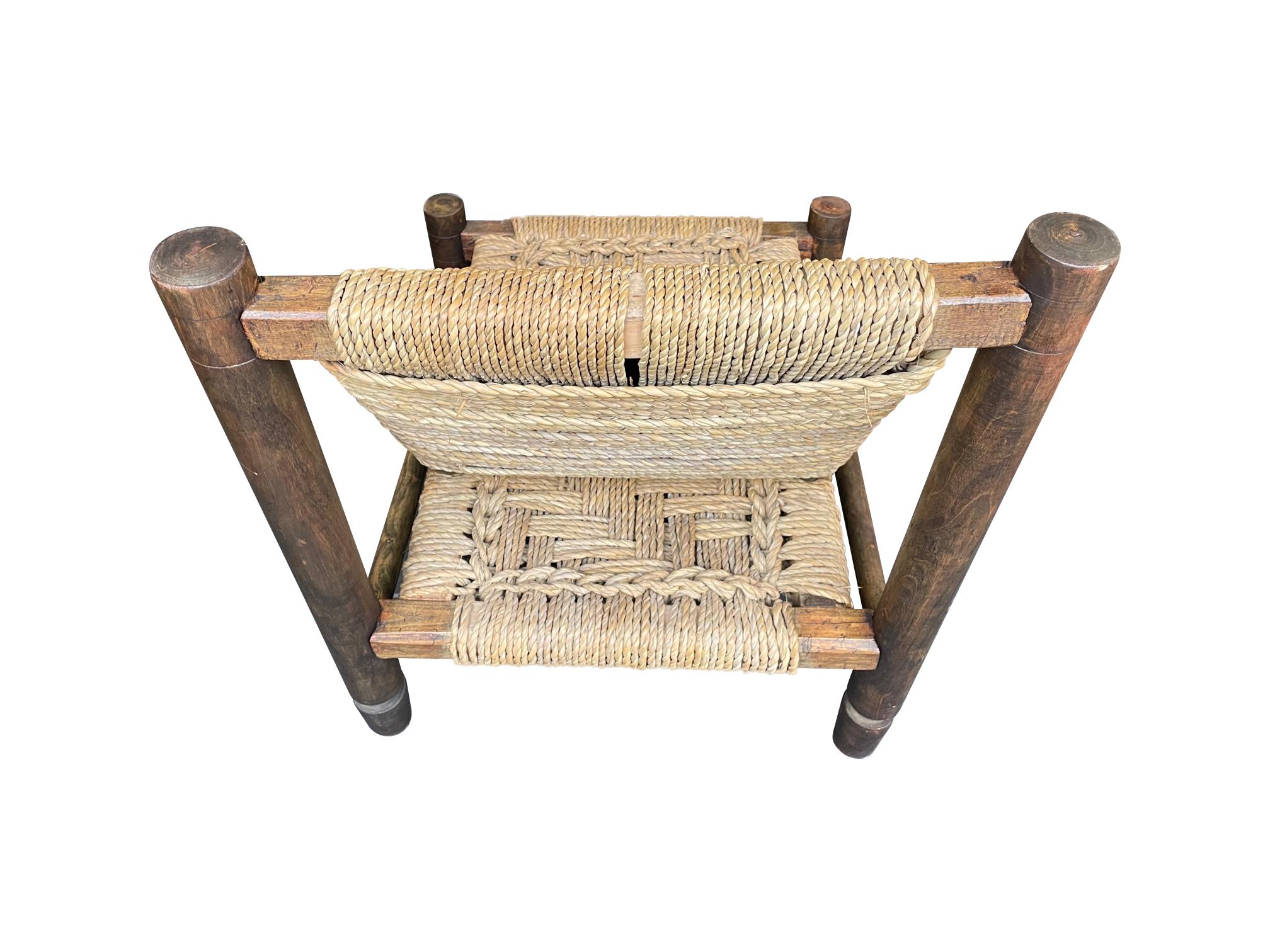 Lovely 1950s Rustic French Rope and Wood Chair by Audoux and Minet 9