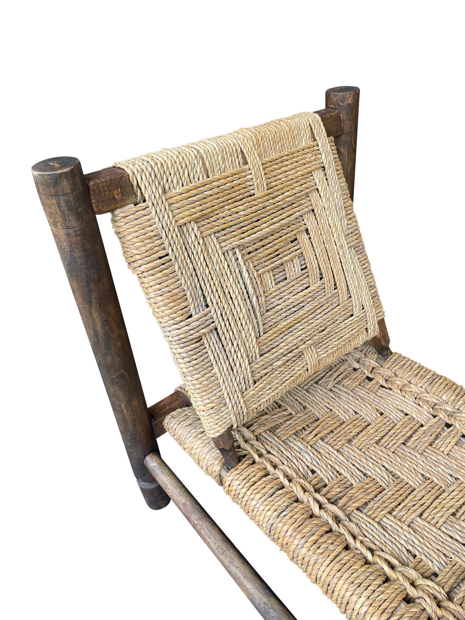 Lovely 1950s Rustic French Rope and Wood Chair by Audoux and Minet In Good Condition In London, GB