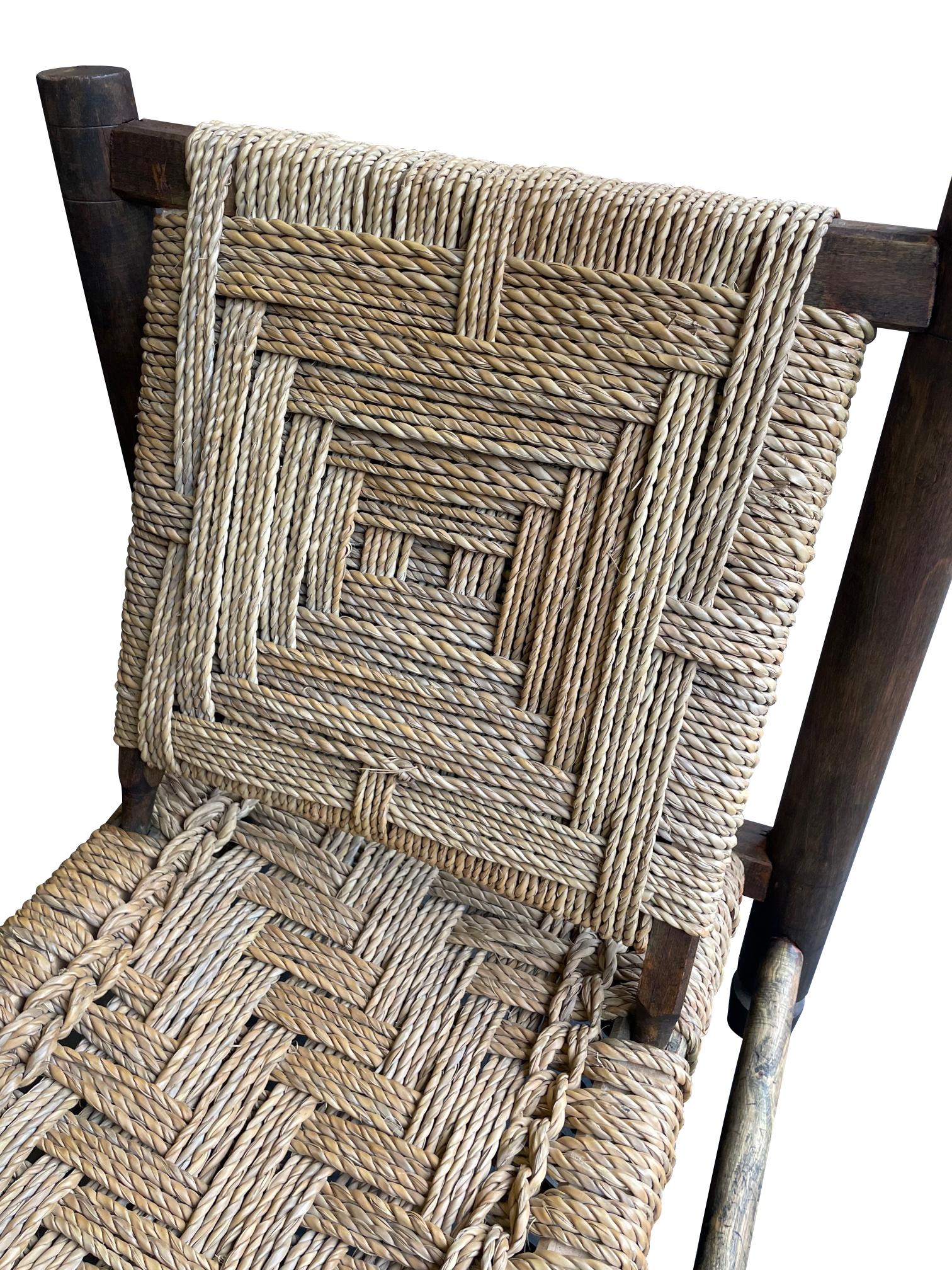 Lovely 1950s Rustic French Rope and Wood Chair by Audoux and Minet 2