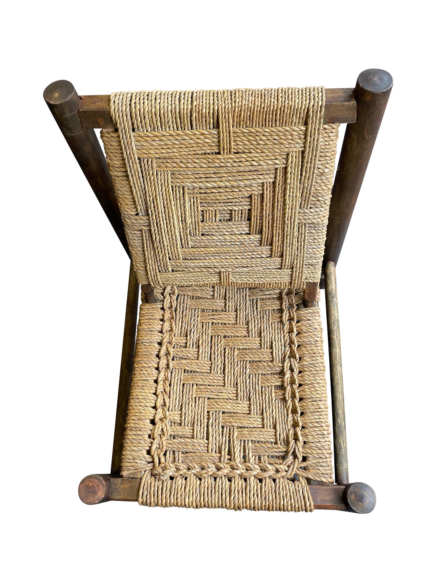 Lovely 1950s Rustic French Rope and Wood Chair by Audoux and Minet 3
