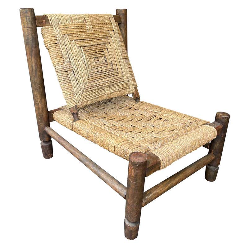 Lovely 1950s Rustic French Rope and Wood Chair by Audoux and Minet at ...