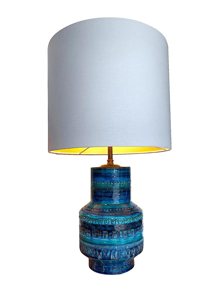 Lovely 1960s Bitossi Ceramic Lamp by Aldo Londi in Famous "Rimini Blue" For  Sale at 1stDibs