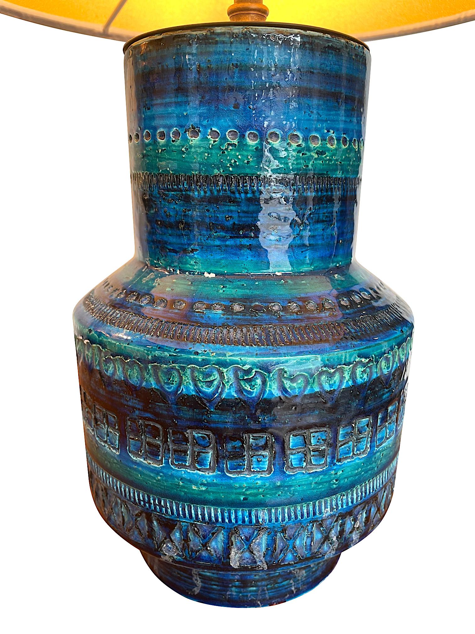 Lovely 1960s Bitossi Ceramic Lamp by Aldo Londi in Famous 