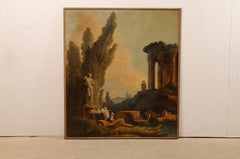 Ravissante peinture murale italienne Capriccio du 19ème siècle