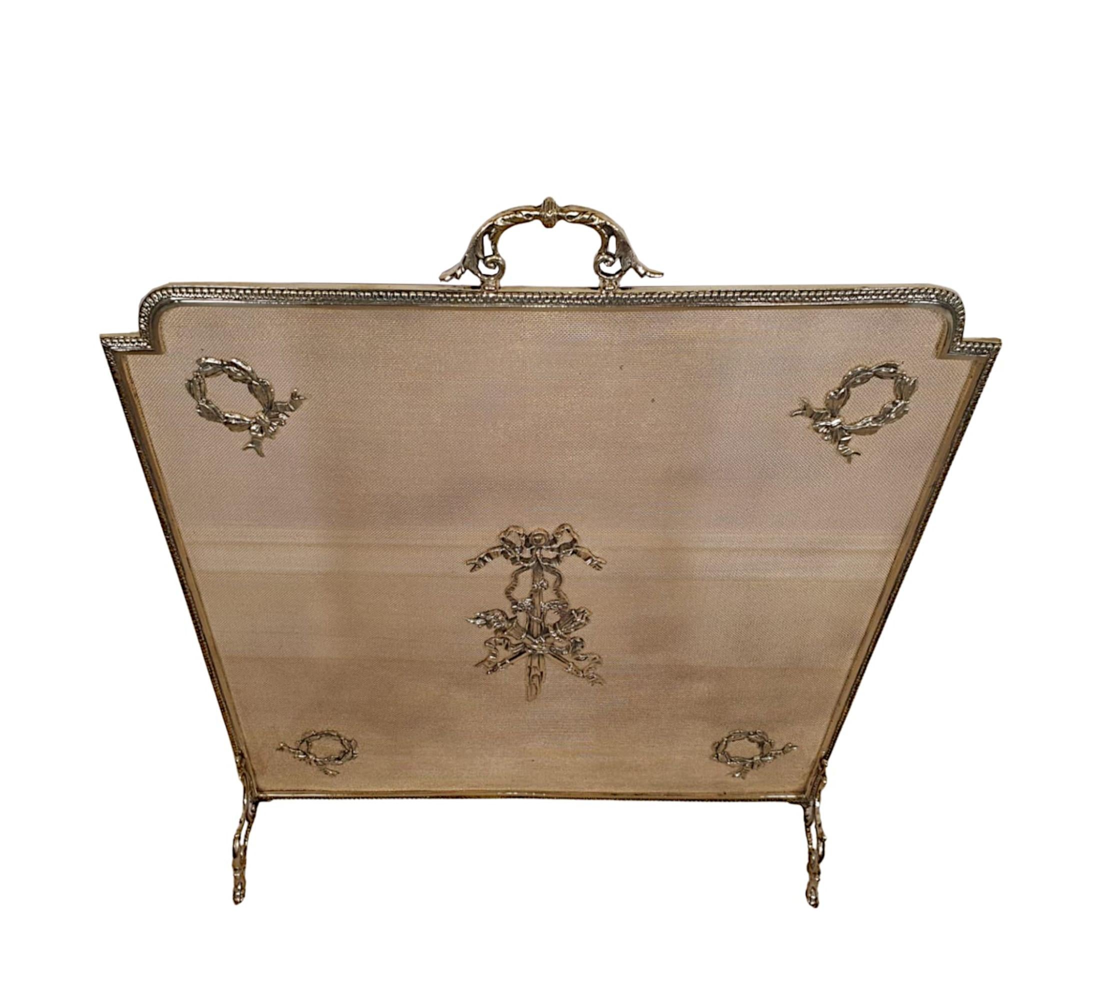 Lovely 19th Century Brass Fire Screen In Good Condition For Sale In Dublin, IE