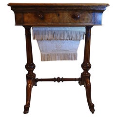Lovely 19th Century Burr Walnut Work or Lamp Table