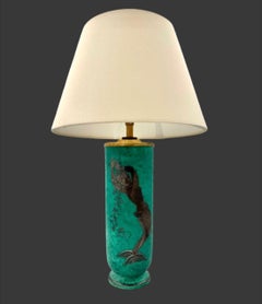 A lovely Art Deco 1930s stoneware lamp by Wilhelm Kåge, for Gustavsberg, Sweden.