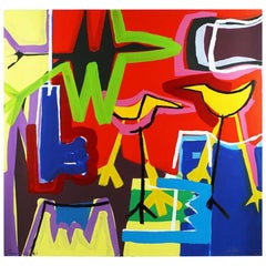 'A Lovely Day' Arte contemporanea, acrilico astratto ed espressionista su tela 2018