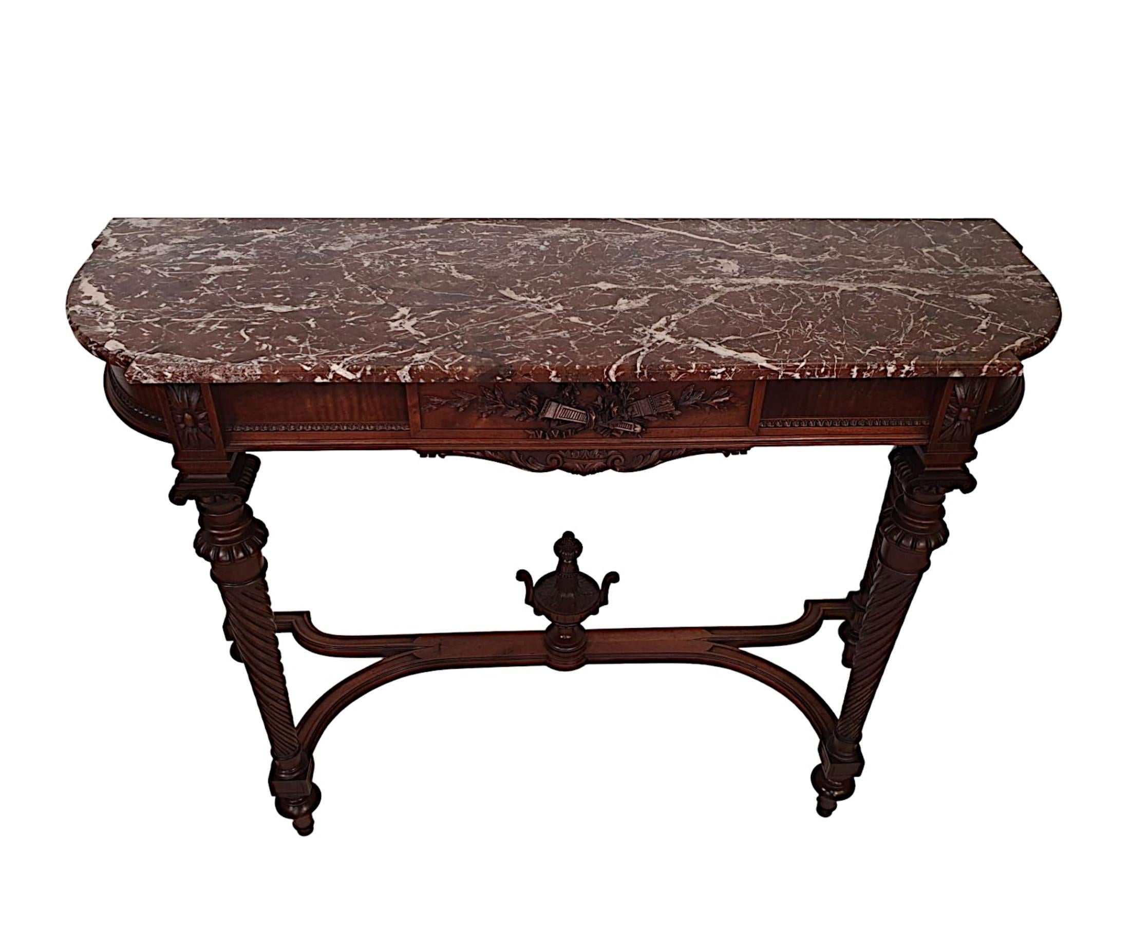 Lovely Early 20th Century Marble Top Console Table In Good Condition For Sale In Dublin, IE