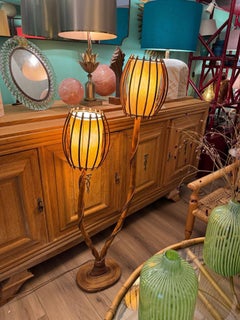 A lovely French 1960s bamboo floor lamps by Louis Sognot