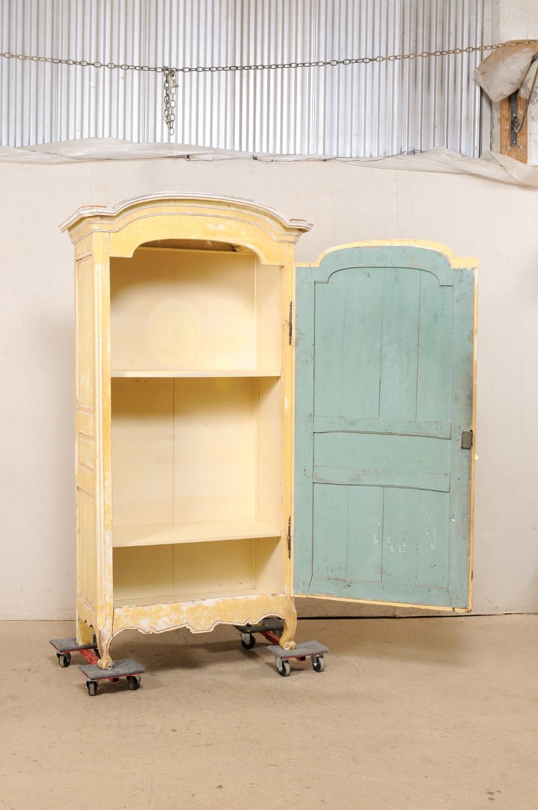 Lovely French Pantry Cabinet W/Its Original Yellow Paint, 19th C In Good Condition For Sale In Atlanta, GA